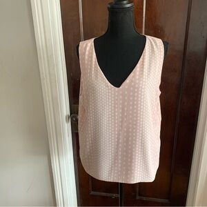 T Tahari Pink Polka Dot Sleeveless Top LARGE